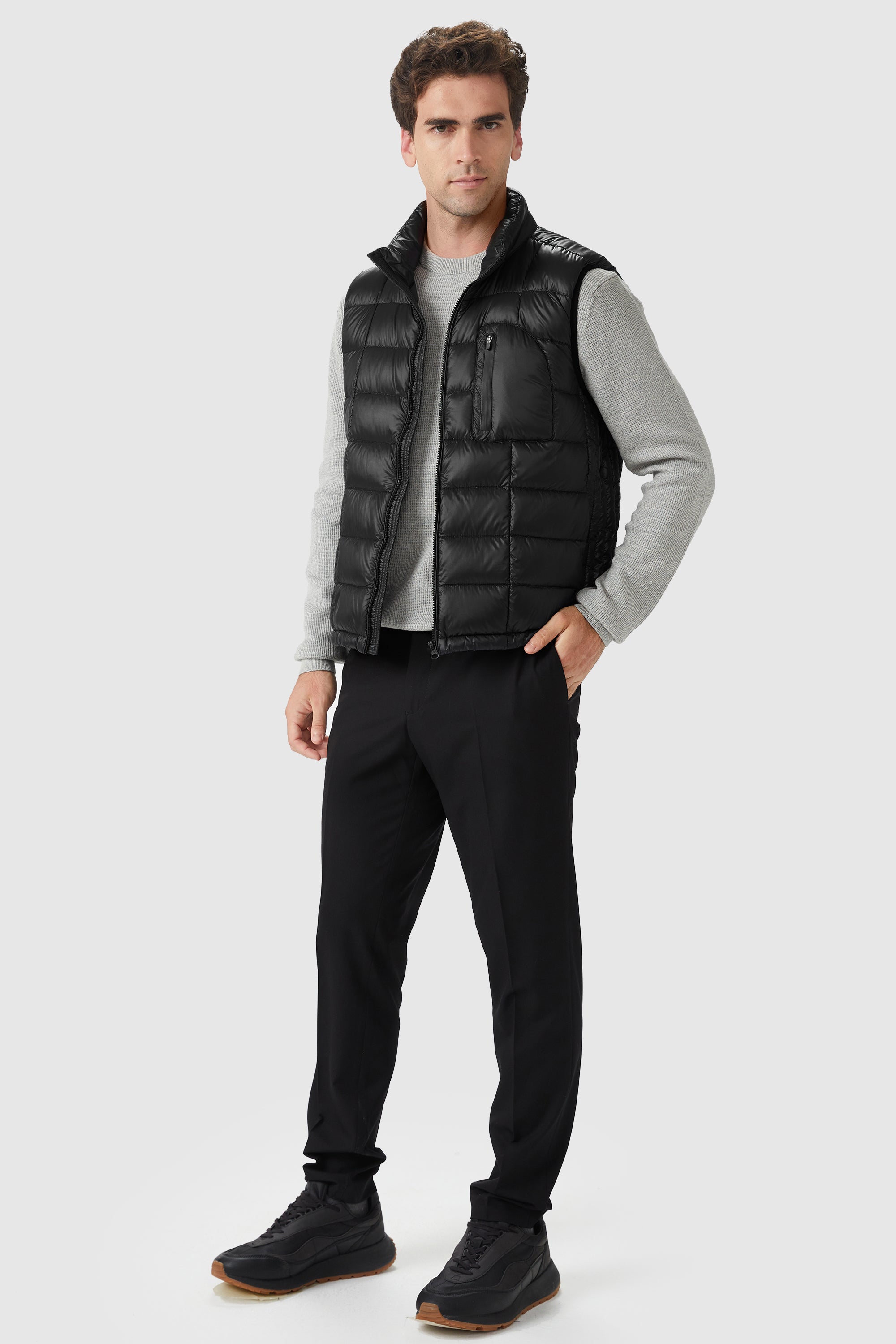 Orolay-Packable Winter Vest with Stand Collar-#color_Black