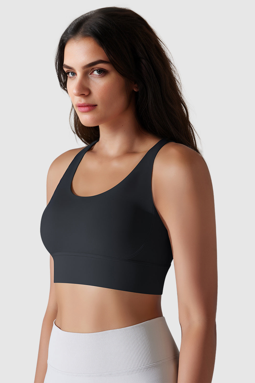 Orolay-Padded Criss Cross Strappy Sports Bras-#color_Black