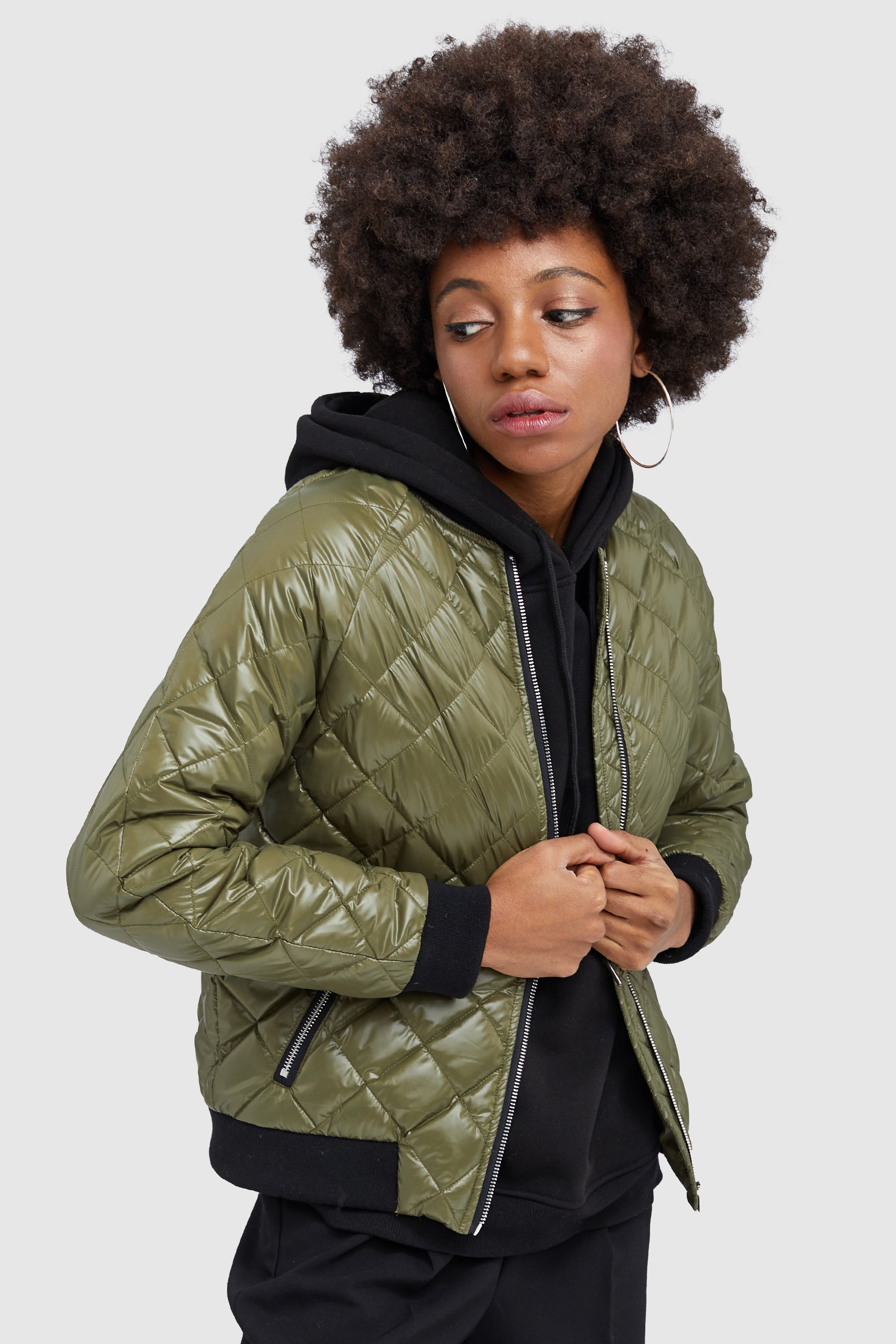 Orolay-Plaid Style Lightweight Short Down Coat-#color_Peat Moss