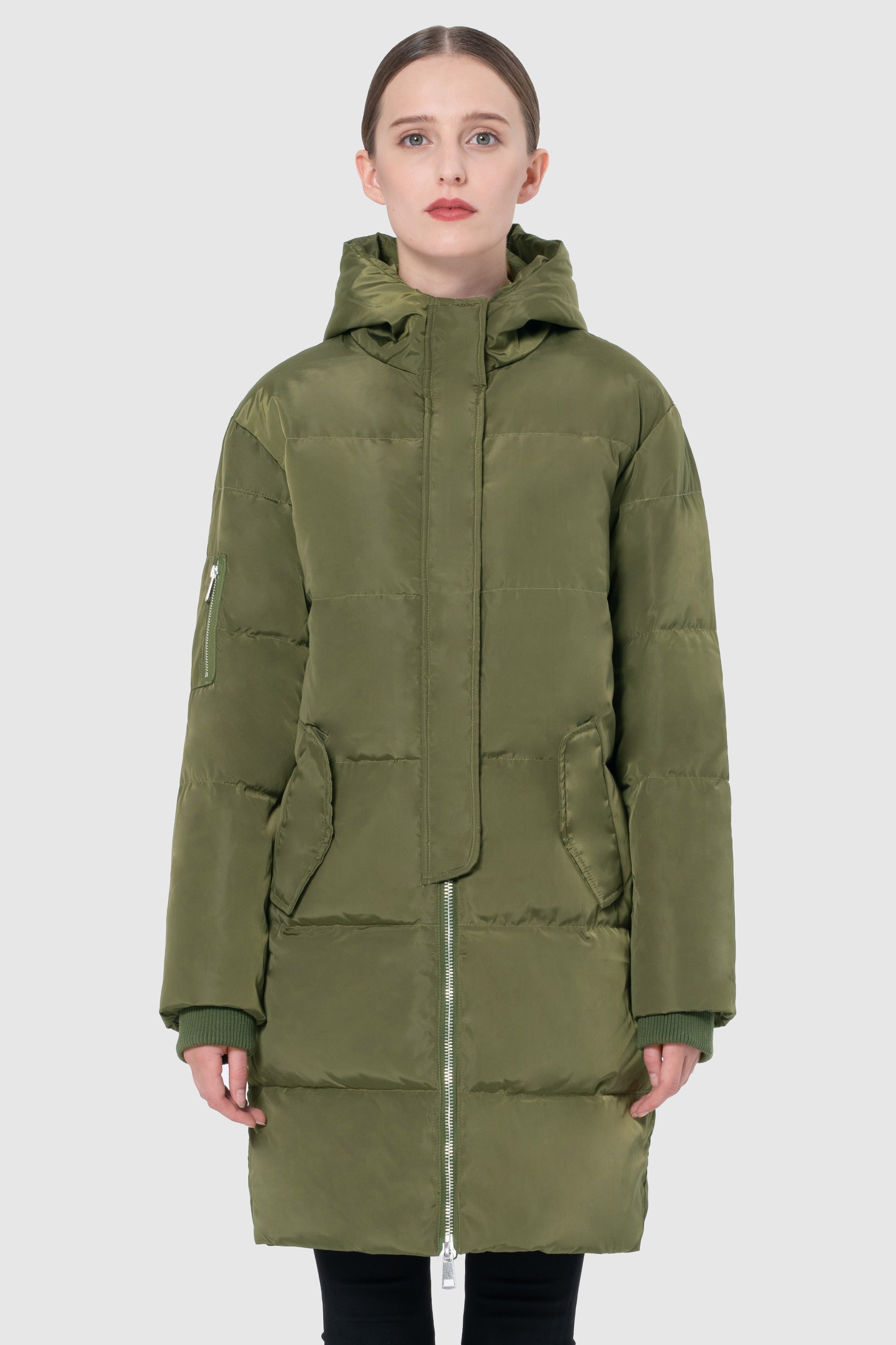 Orolay-Plus Size Thicken Down Jacket Hooded Coat-#color_Peat Moss