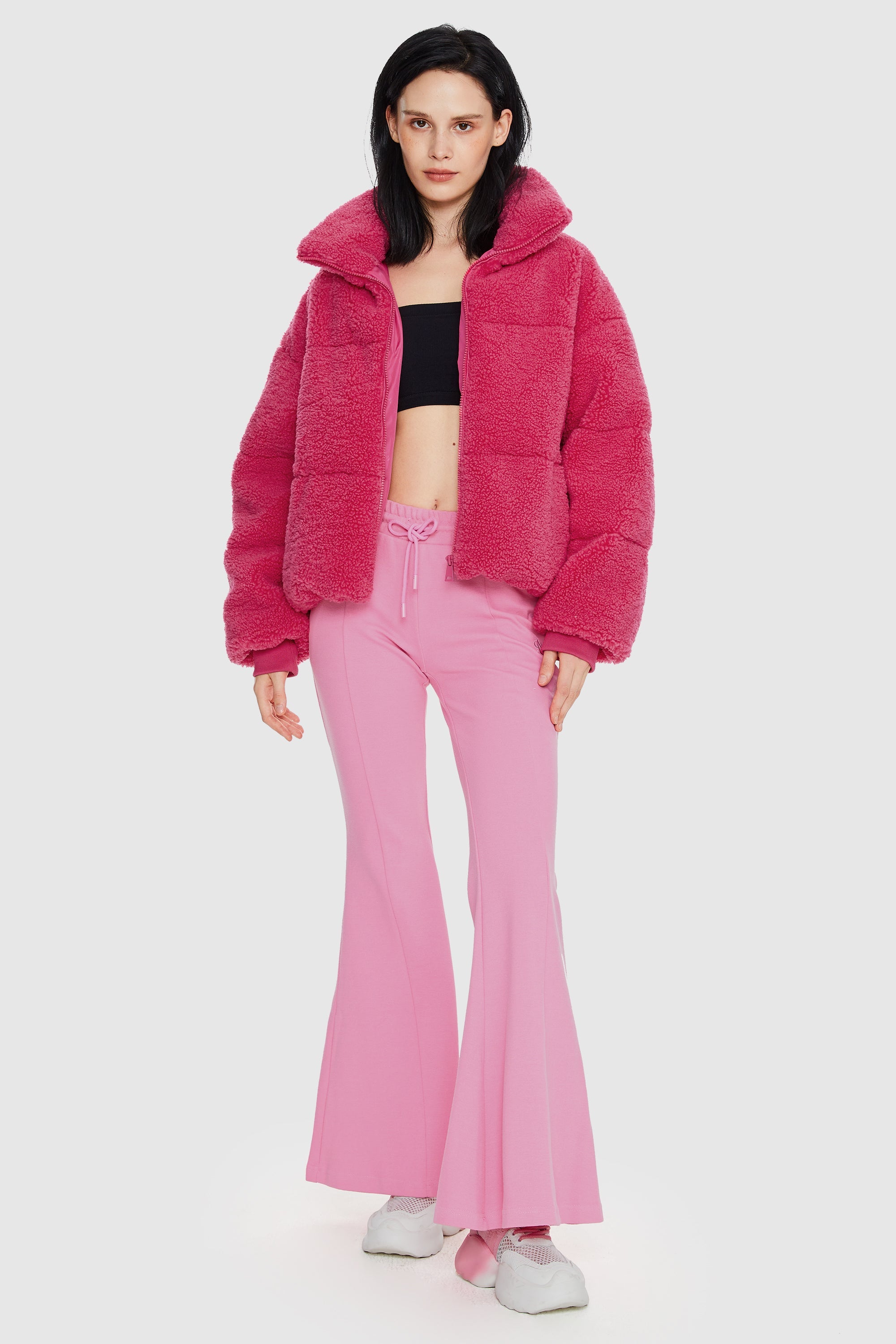 Orolay-Puff-O Earthugger Fleece Cropped Jacket-#color_Azalea Pink