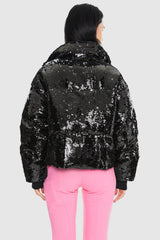 Orolay-Puff-O O-Lab Disco Sequin Jacket-#color_Black crystal