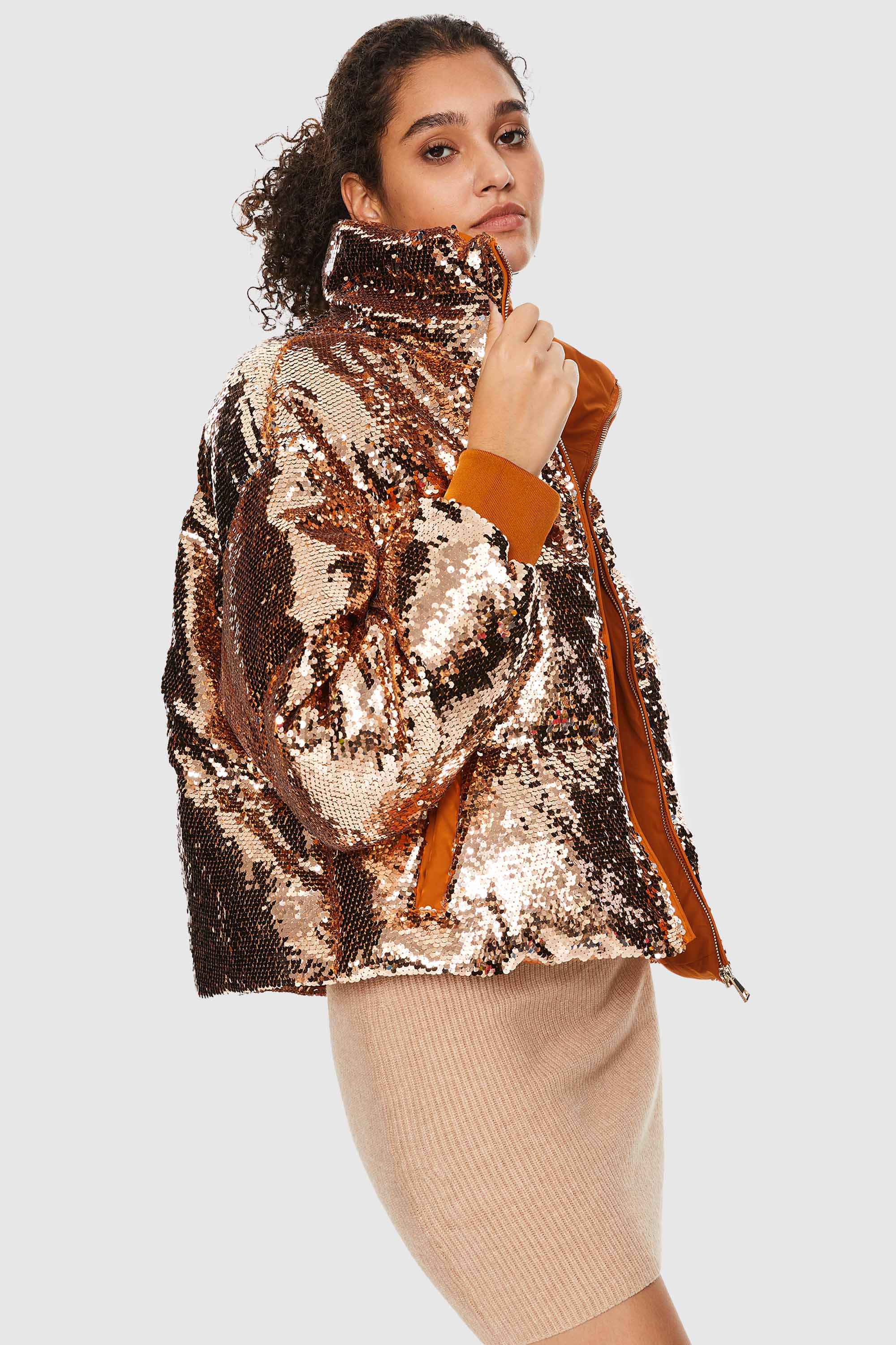 Orolay-Puff-O O-Lab Disco Sequin Jacket-#color_Champagne crystal