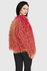 Orolay-Puff-O O-Lab Shaggy Jacket - Two-Color Gradient-#color_Shaggy Pink