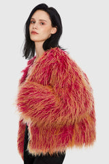 Orolay-Puff-O O-Lab Shaggy Jacket - Two-Color Gradient-#color_Shaggy Pink