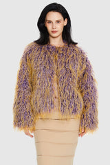 Orolay-Puff-O O-Lab Shaggy Jacket - Two-Color Gradient-#color_Shaggy Purple