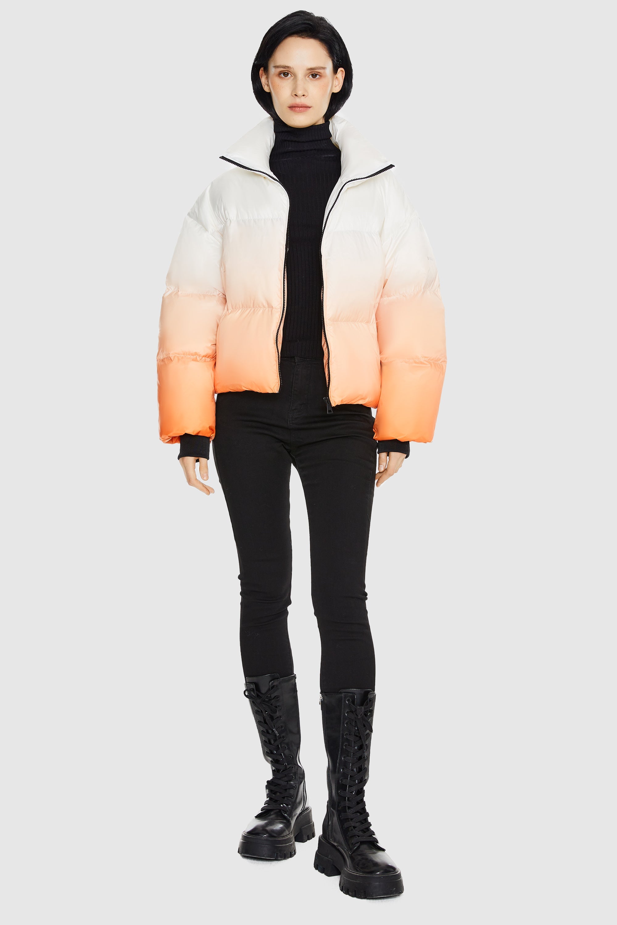 Orolay-Puff-O Summit Ombre Cropped Puffer-#color_Gradient Orange