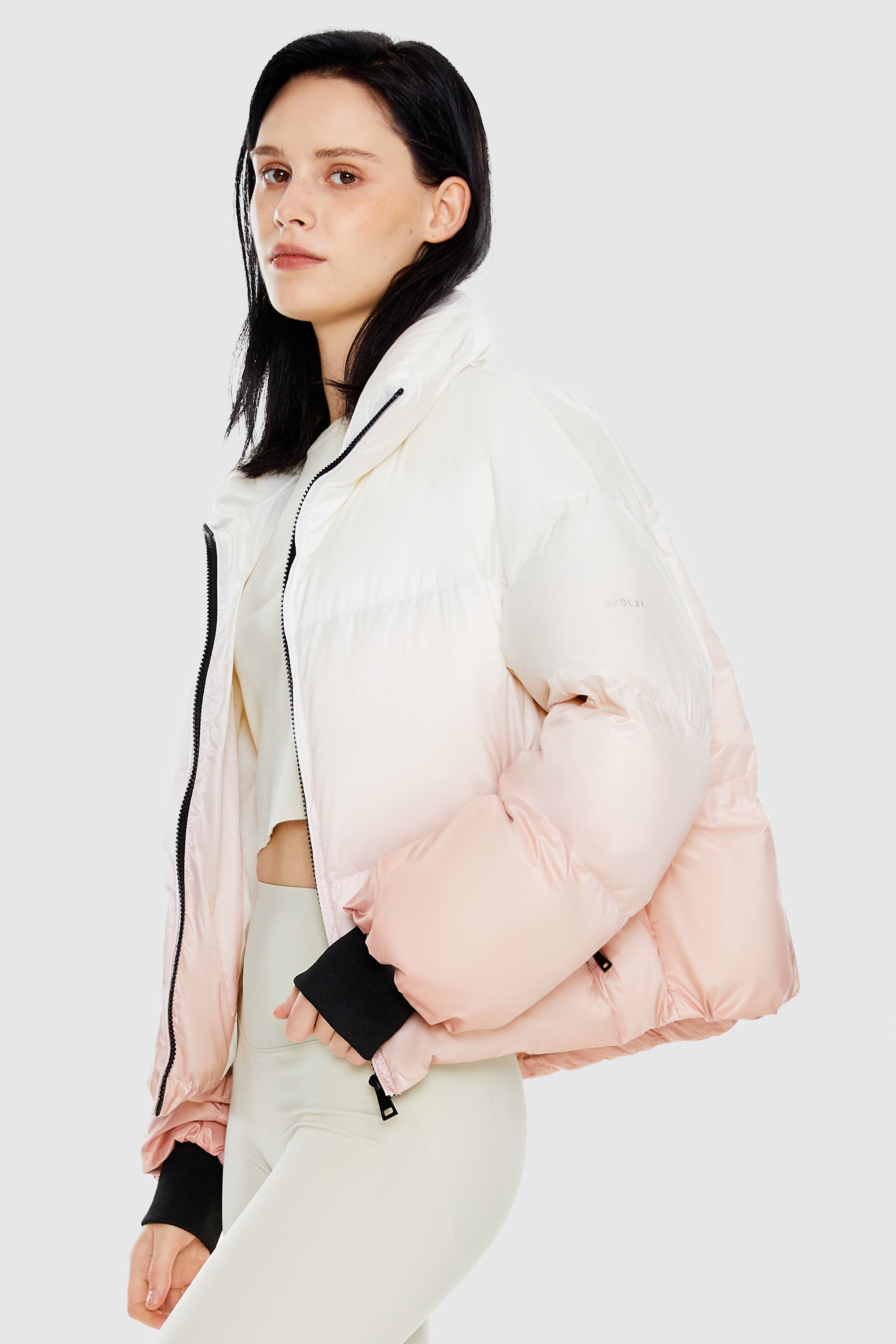 Orolay-Puff-O Summit Ombre Cropped Puffer-#color_Gradient Pink