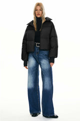 Orolay-Puff-O Classics Short Oversized Down Coat-#color_Black 