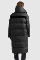 Orolay-Puffer Long Stylish Winter Jacket with Warm Thickened Collar-#color_Black