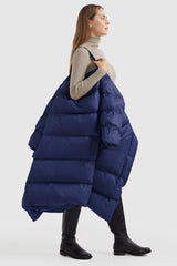 Orolay-Puffer Long Stylish Winter Jacket with Warm Thickened Collar-#color_Bluing