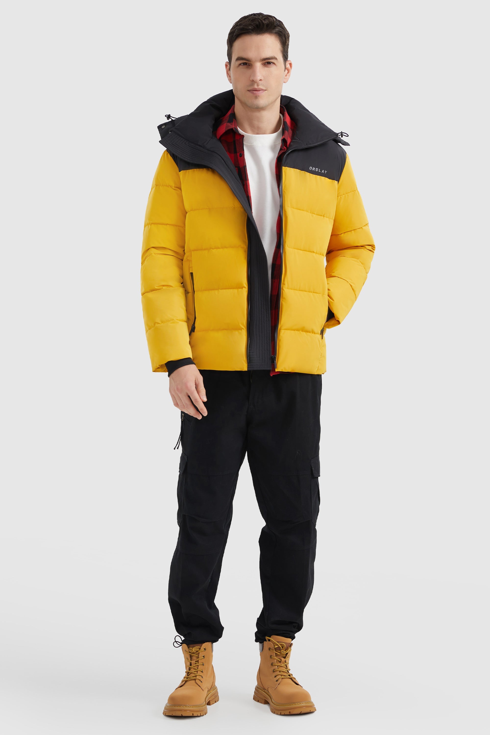 Orolay-Puffer Warm Jacket Winter Full-Zip Windproof Coat-#color_Hot Spot