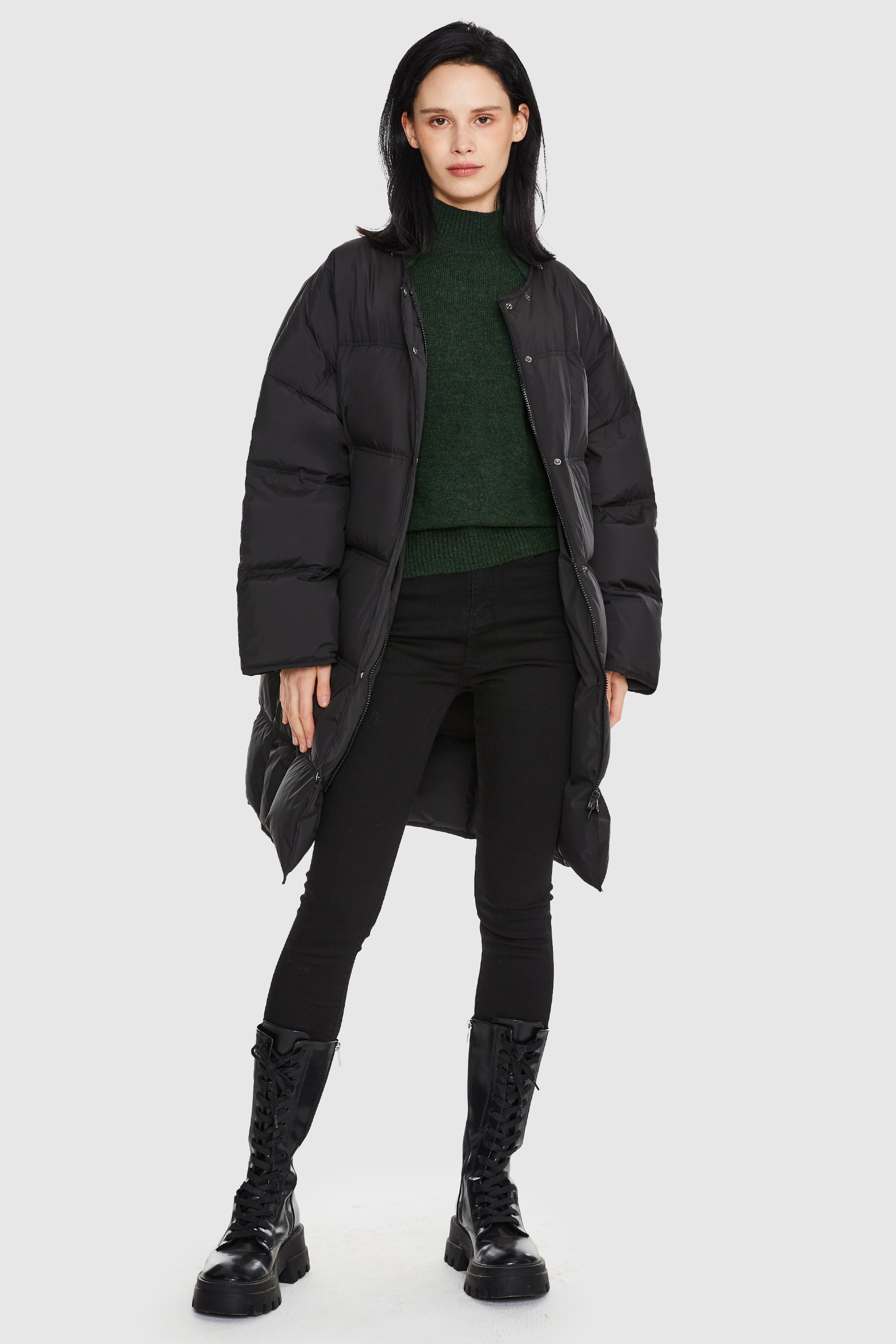 Orolay-Puffy Puffer Jacket with Detachable Hood-#color_Black