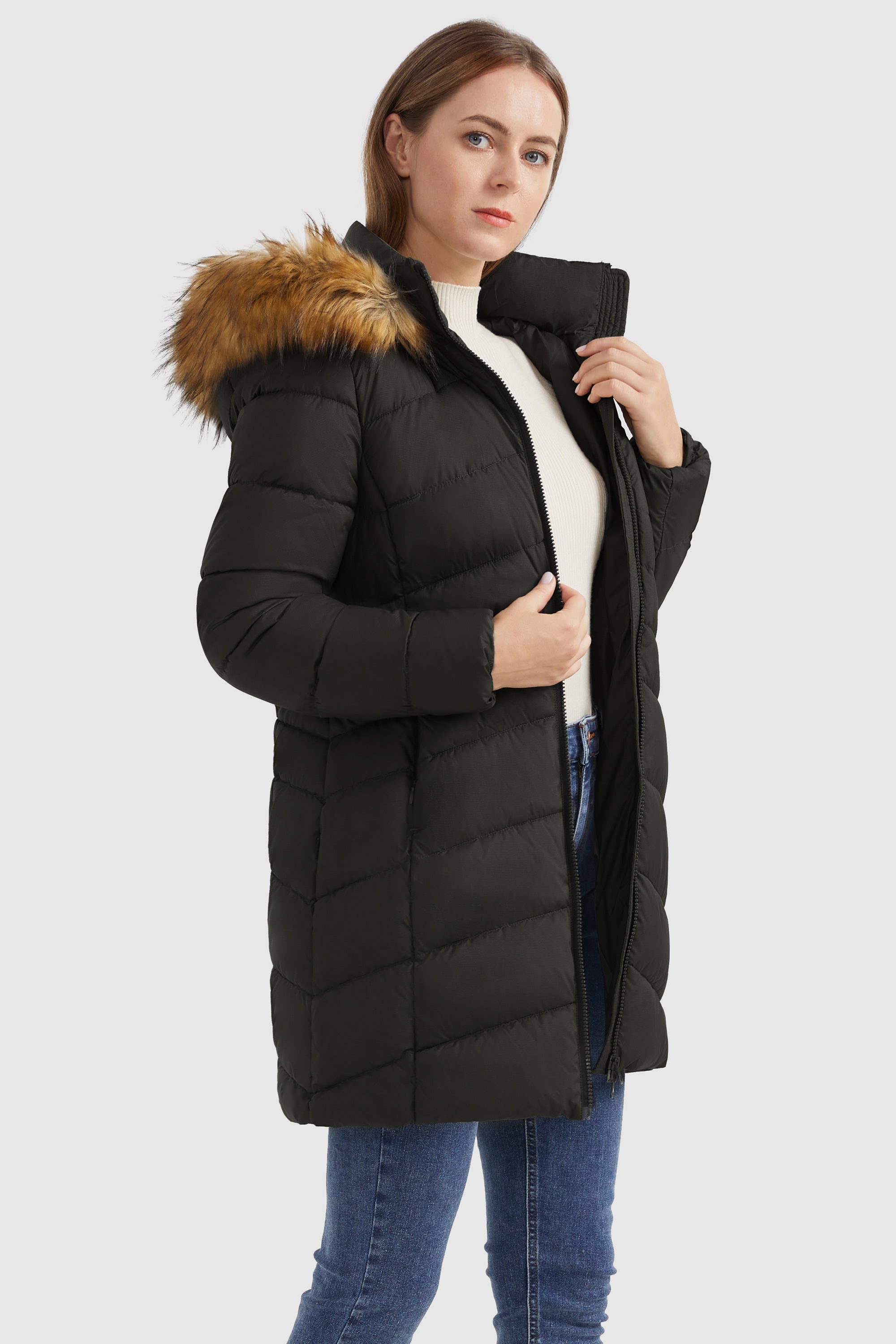 Orolay-Quilted Hooded Winter Coat-#color_Black