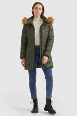 Orolay-Quilted Hooded Winter Coat-#color_Chive