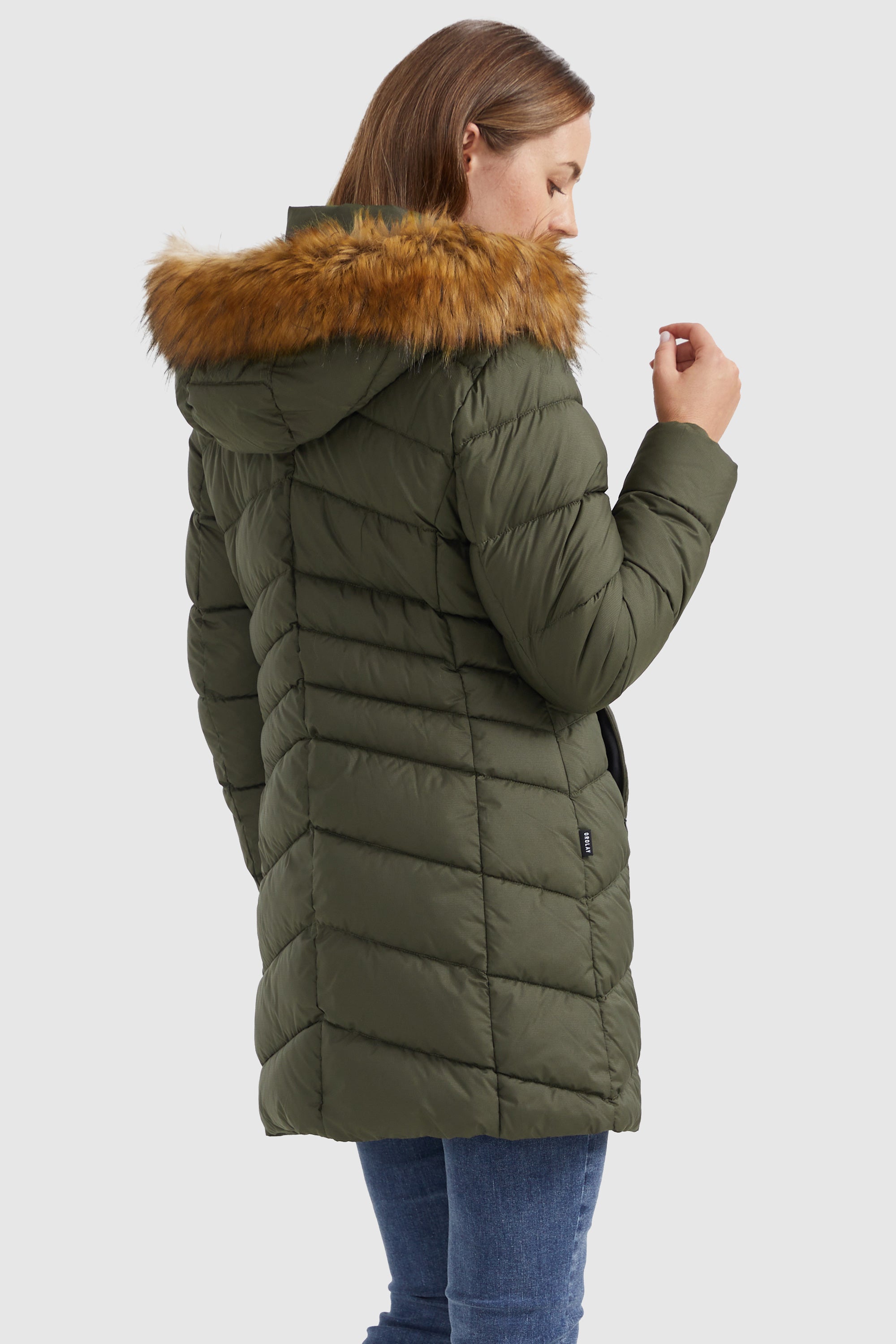 Orolay-Quilted Hooded Winter Coat-#color_Chive