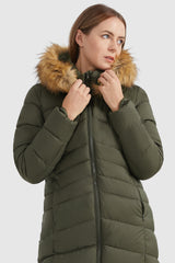 Orolay-Quilted Hooded Winter Coat-#color_Chive