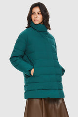 Orolay-Quilted Mid-Length Coat-#color_Sagebrush Green