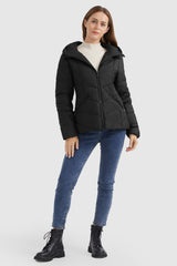 Orolay-Quilted Puffer Jacket with Hood-#color_Black