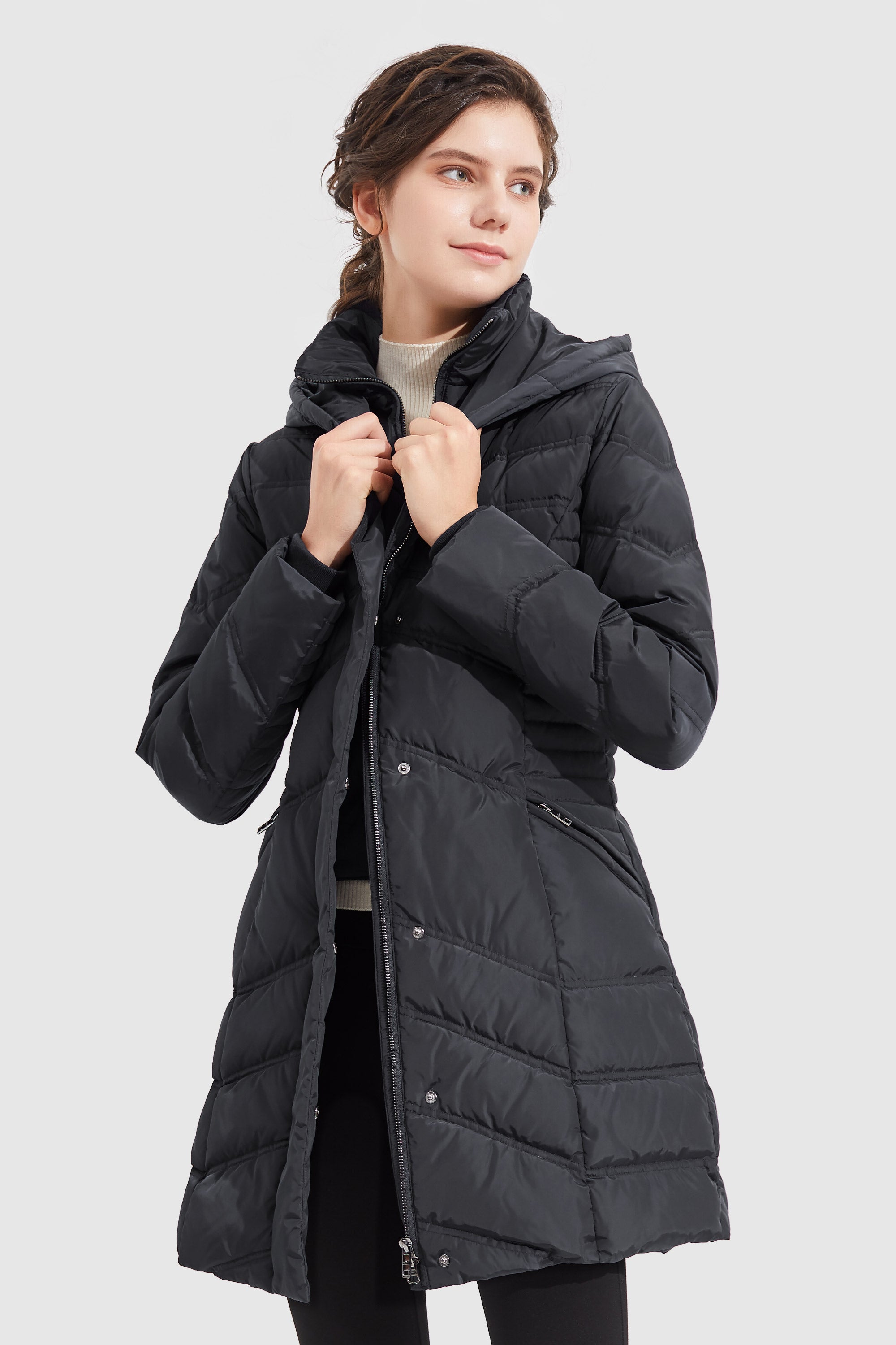 Orolay-Quilted Thickened Puffer Down Jacket-#color_Black