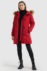 Orolay-Quilted Thickned Down Coat-#color_Racing Red