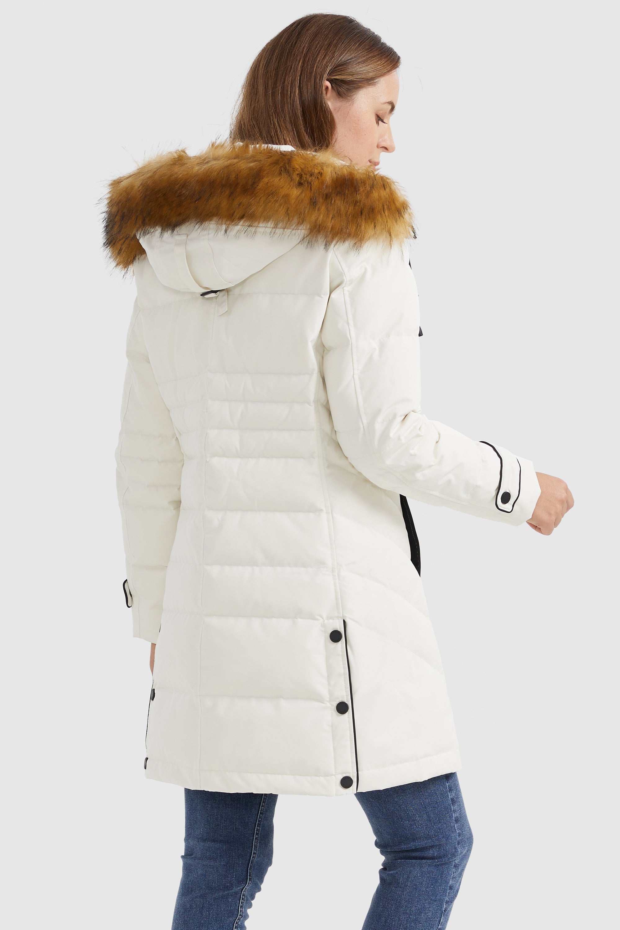 Orolay-Quilted Thickned Down Coat-#color_White