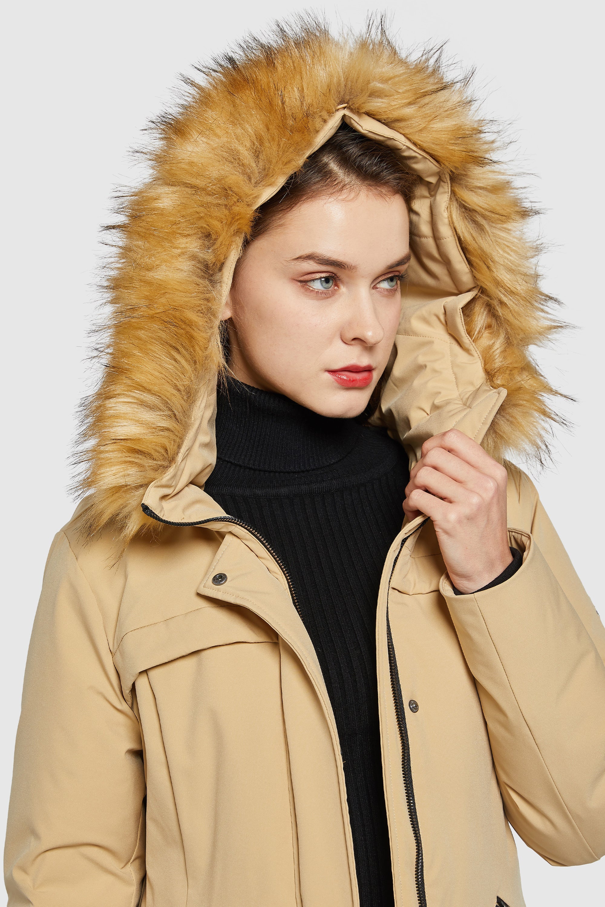 Orolay-Removable Hood Winter Down Coat-#color_Summer Melon