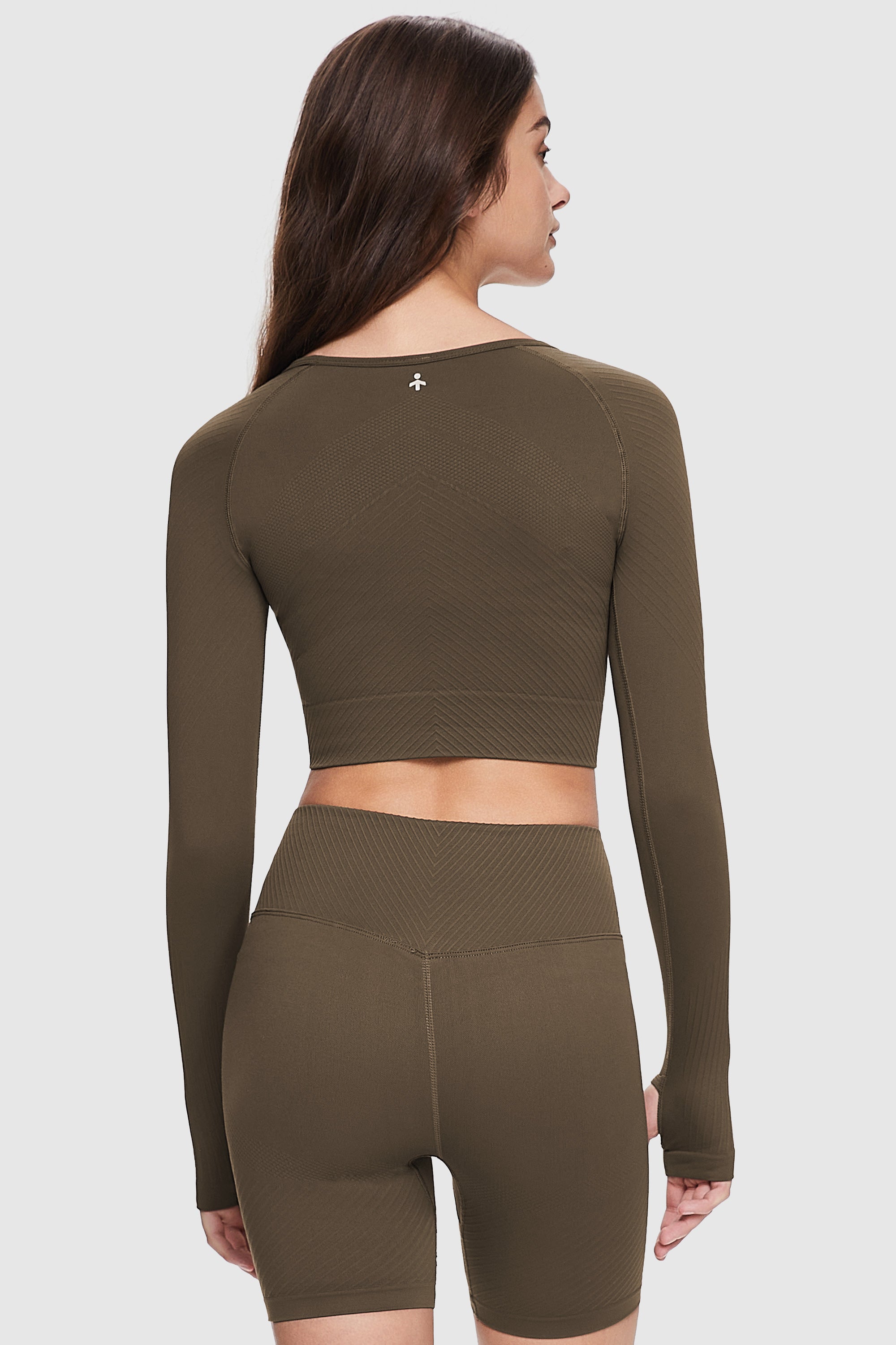 Orolay-Seamless Crop Athletic Tops-Image 3 of Seamless Crop Athletic Tops from Orolay - #color_Brown