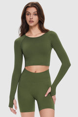 Orolay-Seamless Crop Athletic Tops-Image 1 of Seamless Crop Athletic Tops from Orolay - #color_Chive