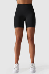 Orolay-Seamless Mid-waist Yoga Shorts-Image 3 of Seamless Crop Athletic Tops from Orolay - #color_Black