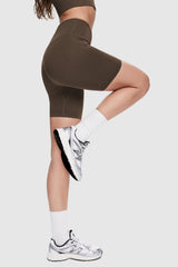 Orolay-Seamless Mid-waist Yoga Shorts-Image 4 of Seamless Crop Athletic Tops from Orolay - #color_Brown