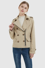 Orolay-Short Double Breasted Trench Coat-#color_Frosted Almond