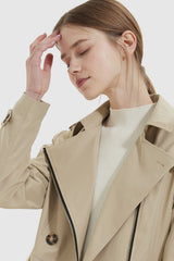 Orolay-Short Double Breasted Trench Coat-#color_Frosted Almond