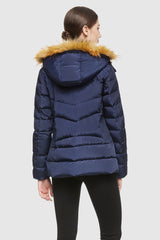 Orolay-Short Down Coat with Removable Elastic Belt-#color_Blueprint