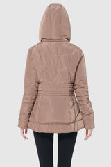 Orolay-Short Down Coat with Removable Hood-#color_Roebuck