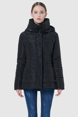 Orolay-Short Down Coat with Removable Hood-#color_Black