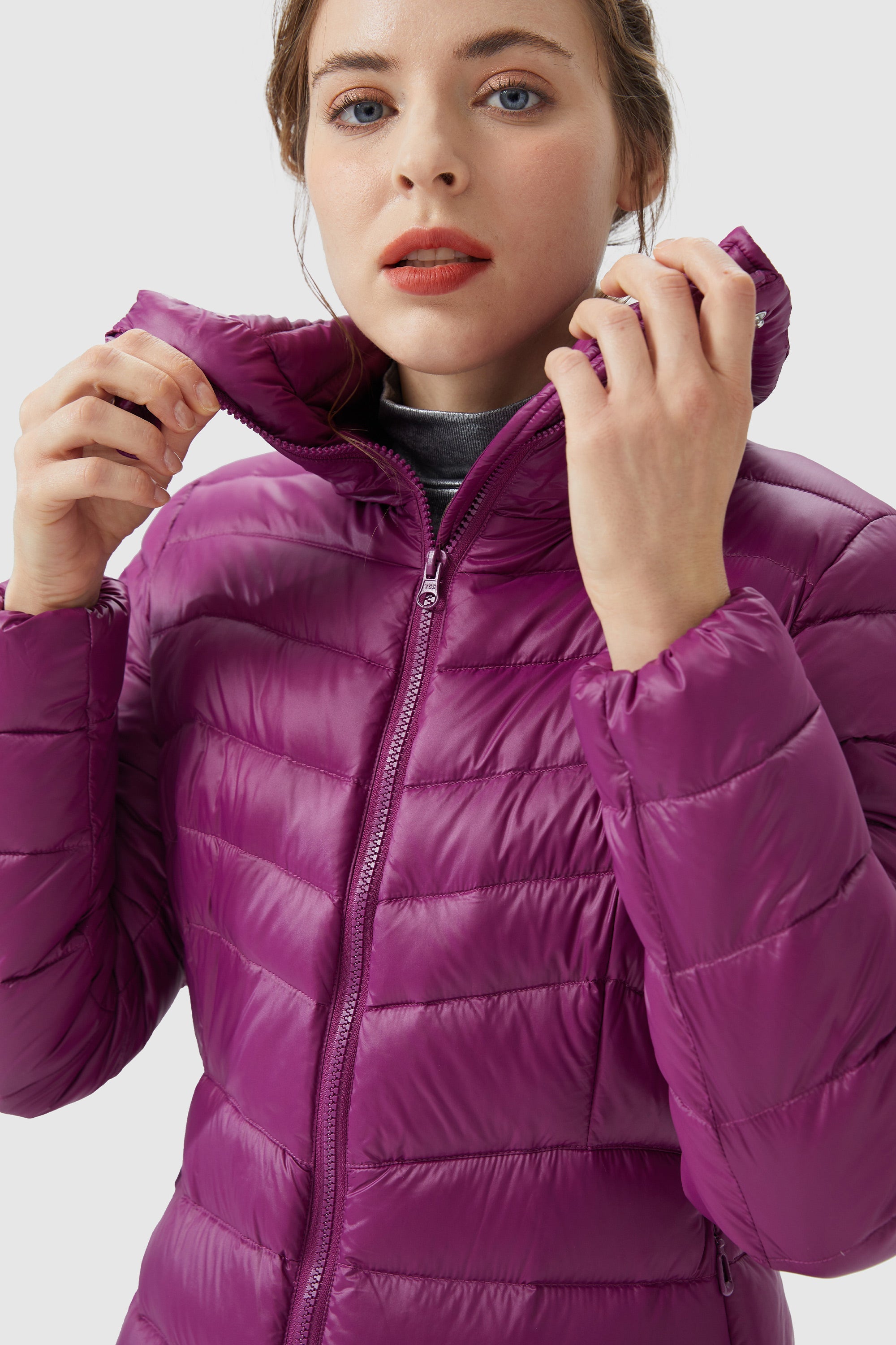 Orolay-Short Light Packable Down Jacket-#color_Magenta Purple