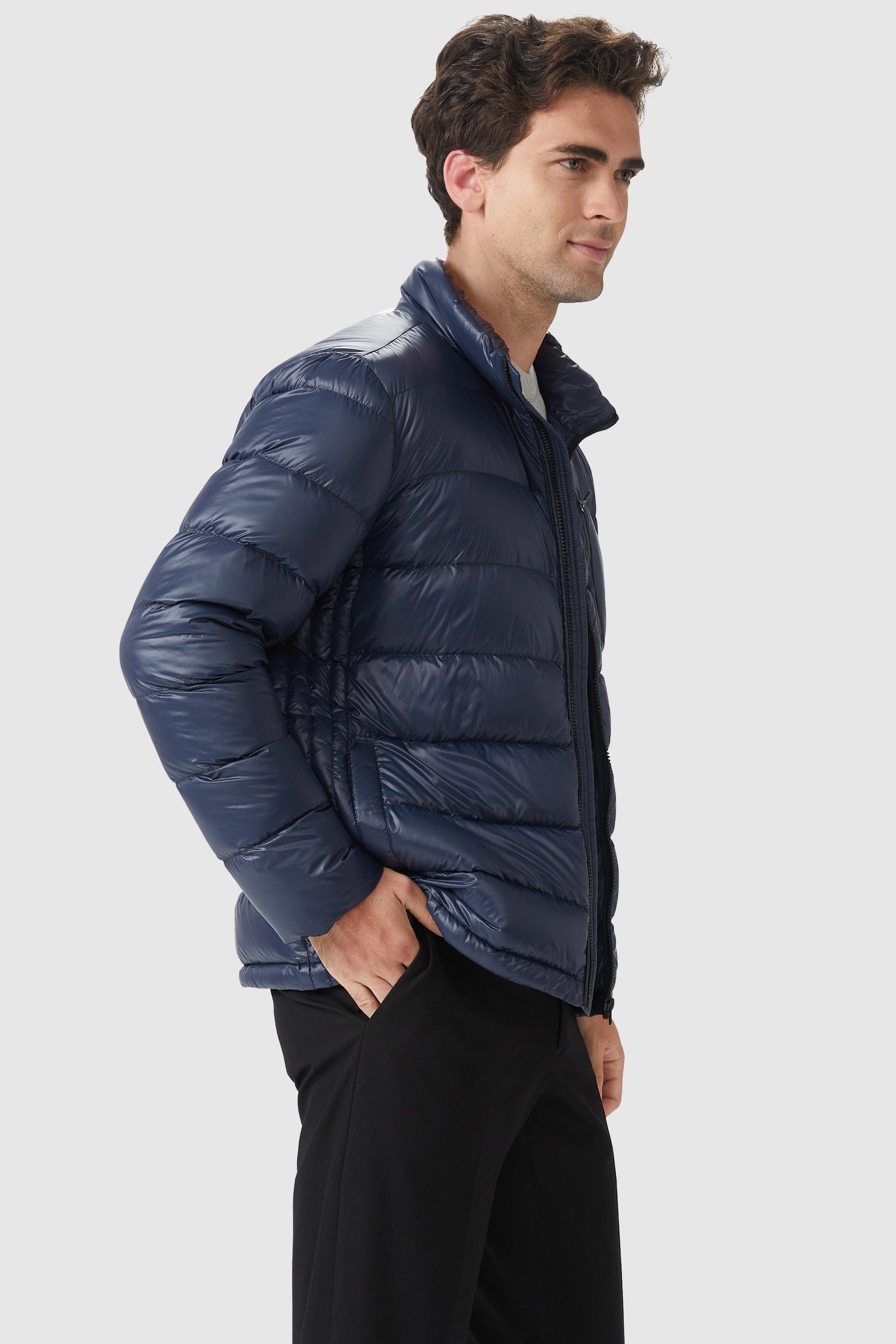 Orolay-Short Lightweight Bomber Down Coat-#color_Blueprint