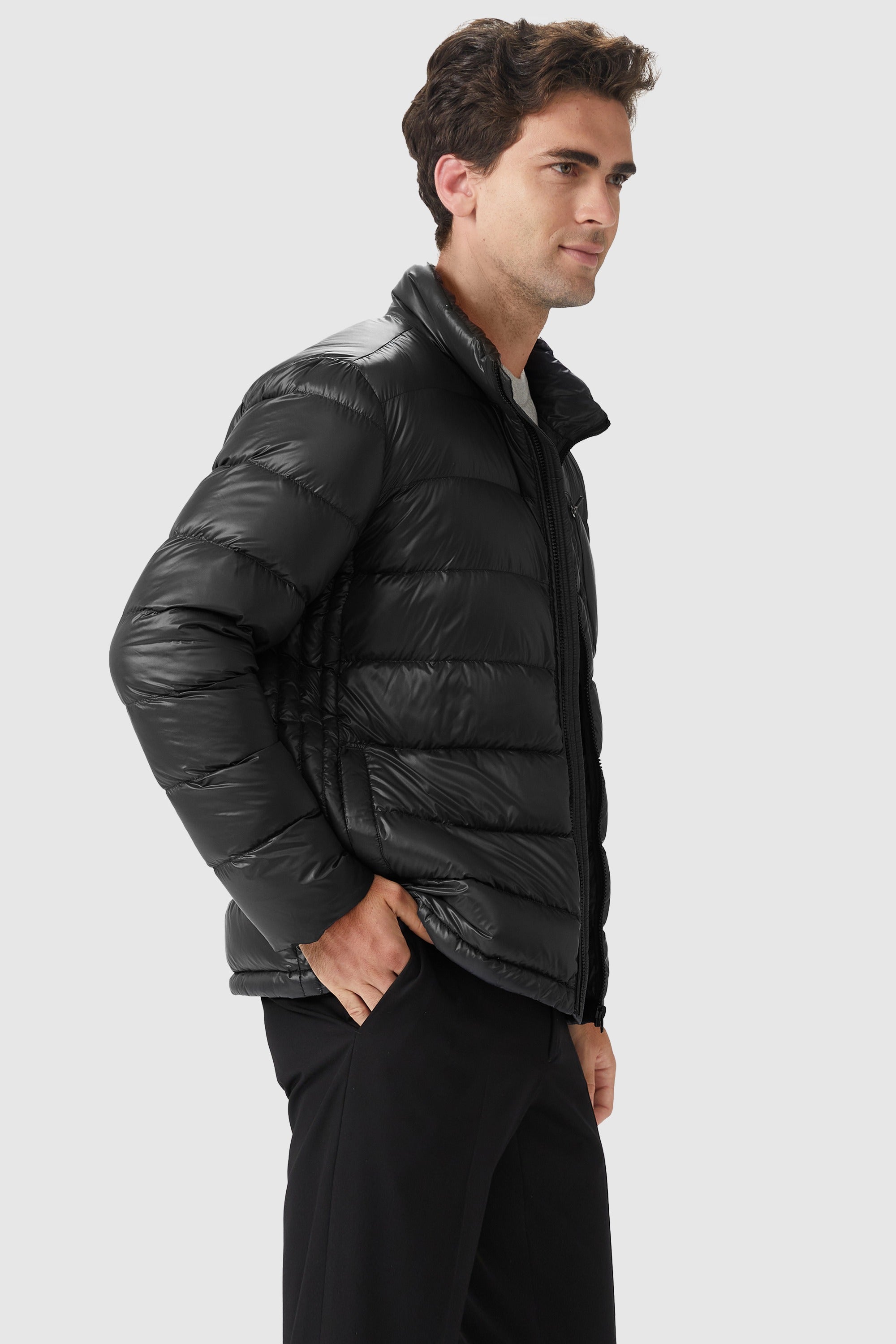 Orolay-Short Lightweight Bomber Down Coat-#color_Black