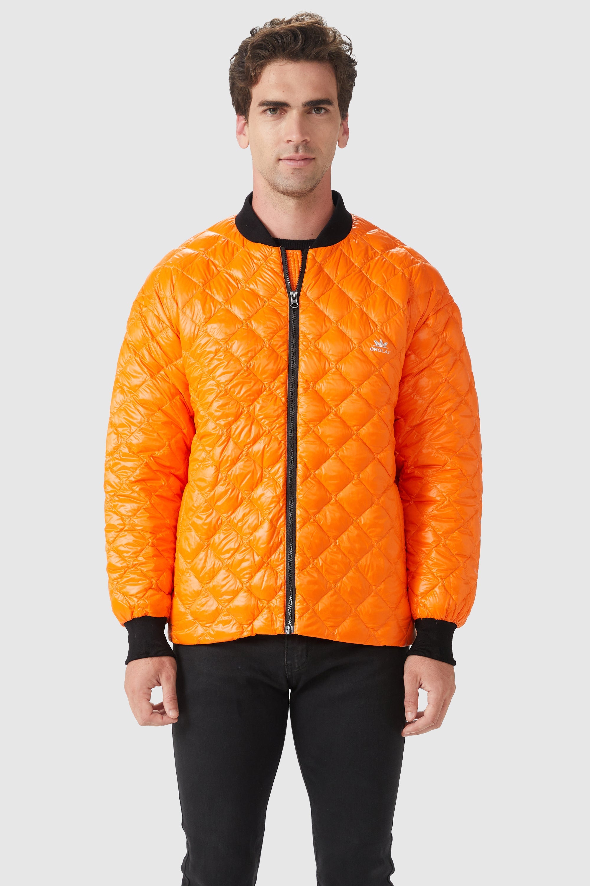 Orolay-Short Lightweight Bomber Jacket-#color_Bright Marigold