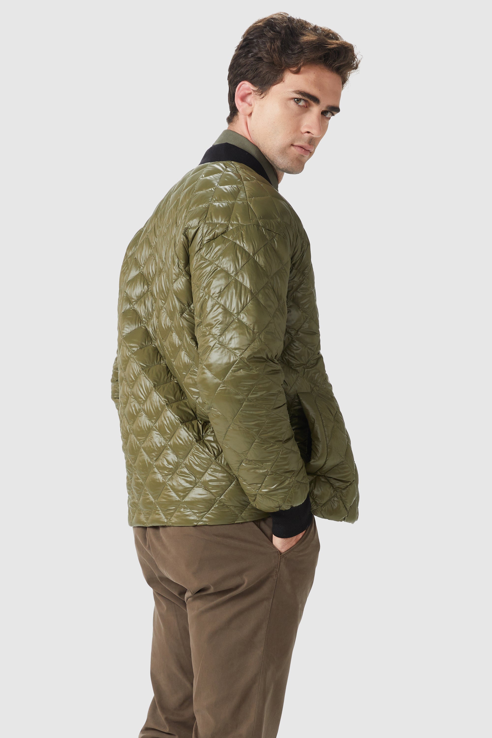 Orolay-Short Lightweight Bomber Jacket-#color_Peat Moss