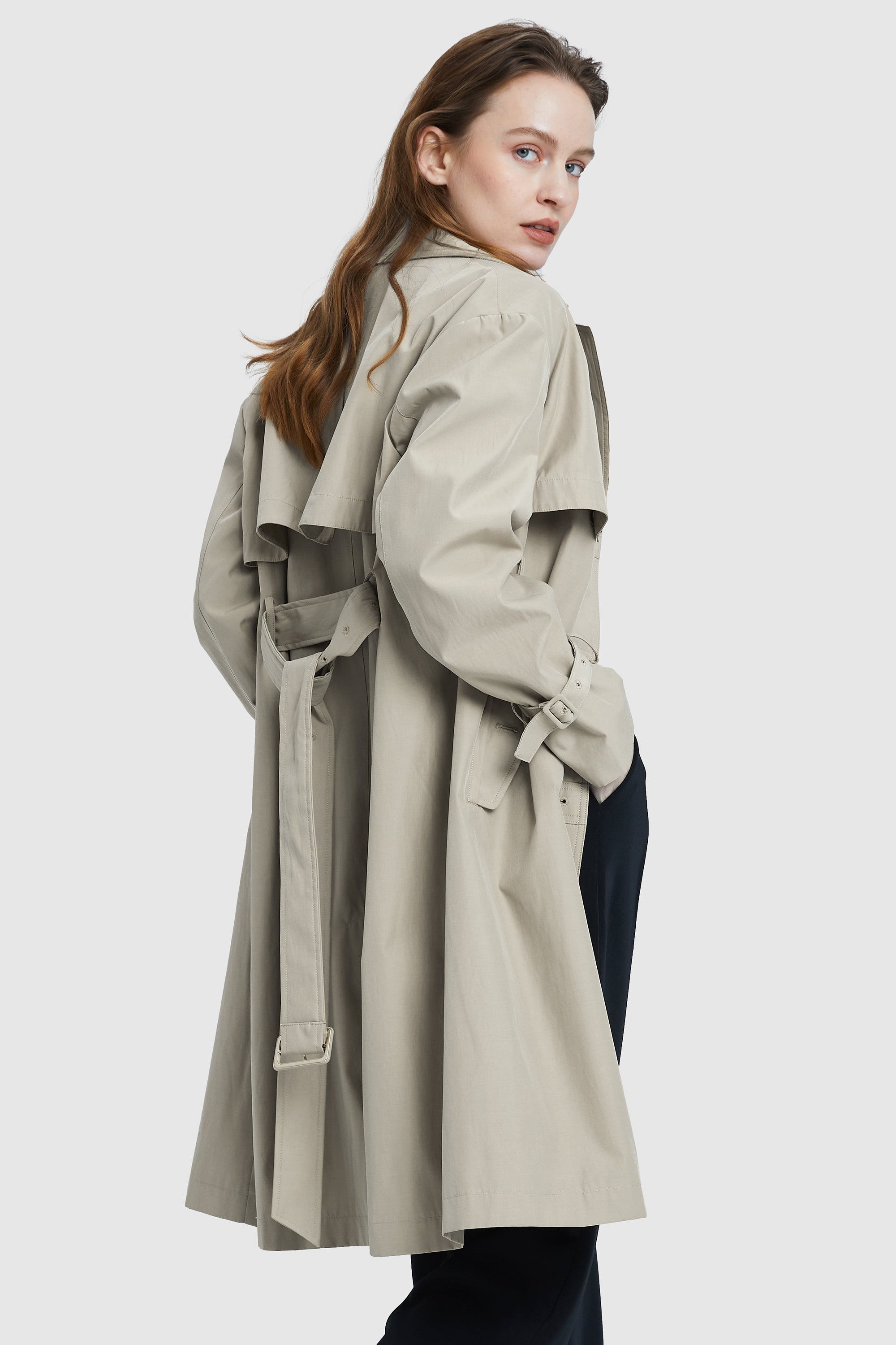 Orolay-Single-Breasted Belted Trench-#color_Tofu