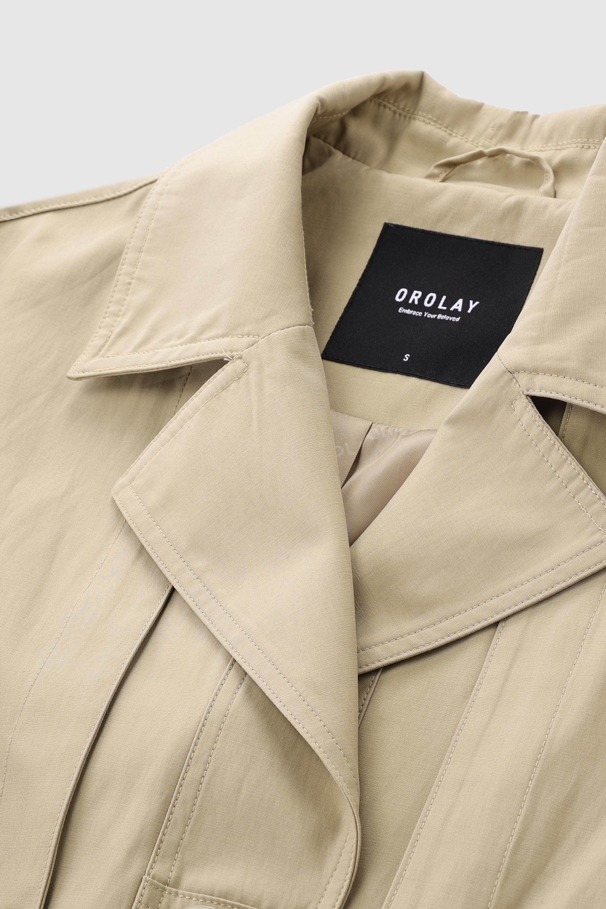 Orolay-Single-Breasted Belted Trench-#color_Frosted Almond