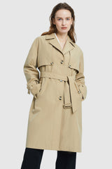 Orolay-Single-Breasted Belted Trench-#color_Frosted Almond