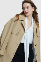 Orolay-Single-Breasted Belted Trench-#color_Frosted Almond