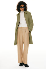 Orolay-Single-Breasted Trench-#color_Sage Green