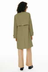 Orolay-Single-Breasted Trench-#color_Sage Green