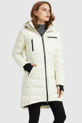 Orolay-Slant Pocket Zip up Puffer Down Coat-Orolay Slant Pocket Zip up Puffer Down Coat women #color_White