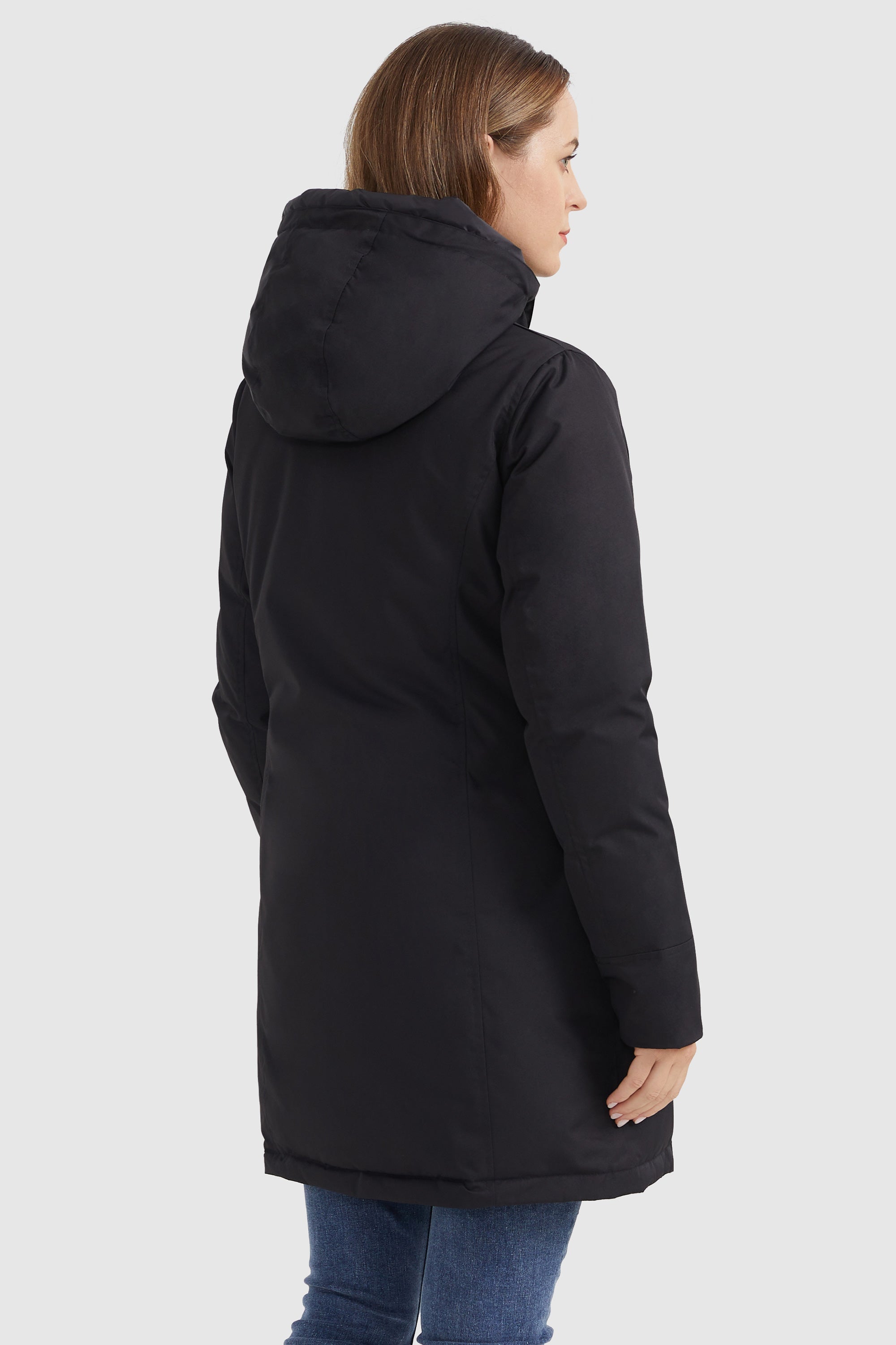 Orolay-Slim Fit Flap Pocket Puffer Down Parka-#color_Black