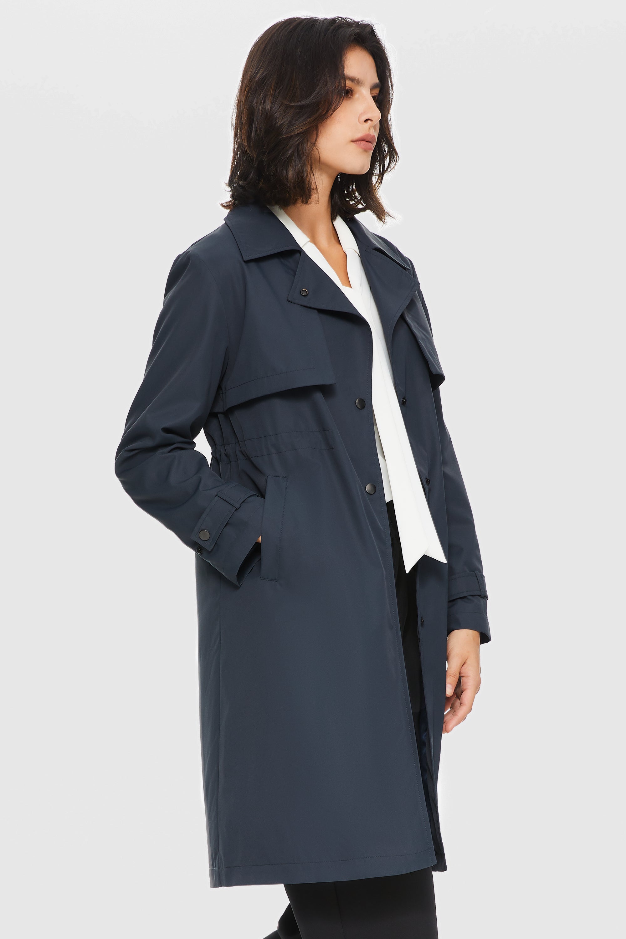 Orolay-Slit Back Hem Breasted Trench Coat-#color_Dark Sapphire